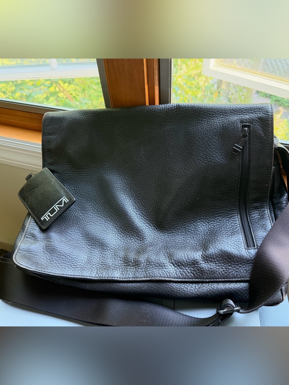 Tumi Leather Messenger Bag
